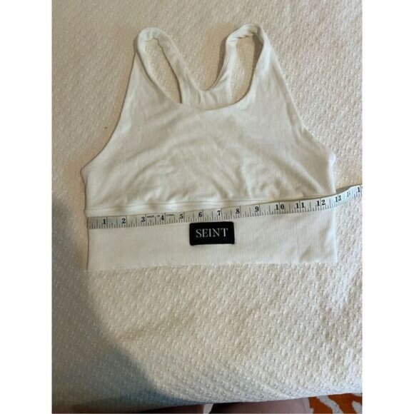 Seint white cotton comfort ribbed bra crop top size L - Picture 5 of 8